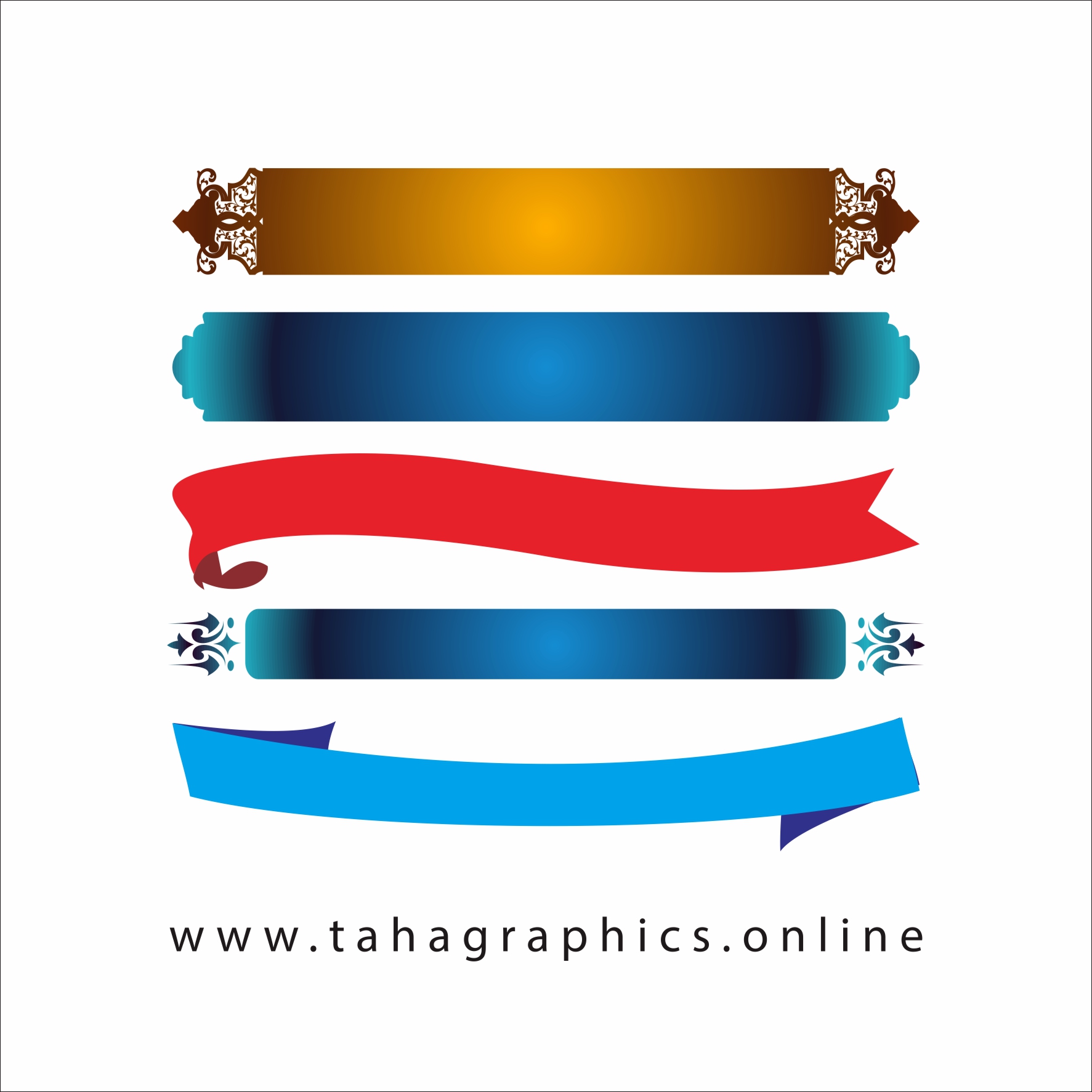 Gray Ribbon Banner set in Shapes