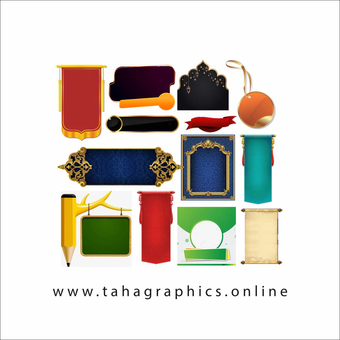 3D Vector Shapes Frames PNG Free Download