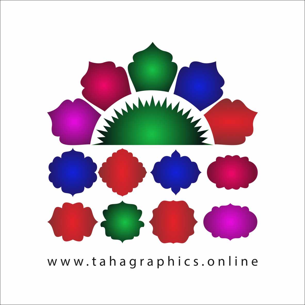 Pack of round Islamic shapes and banners Shapes