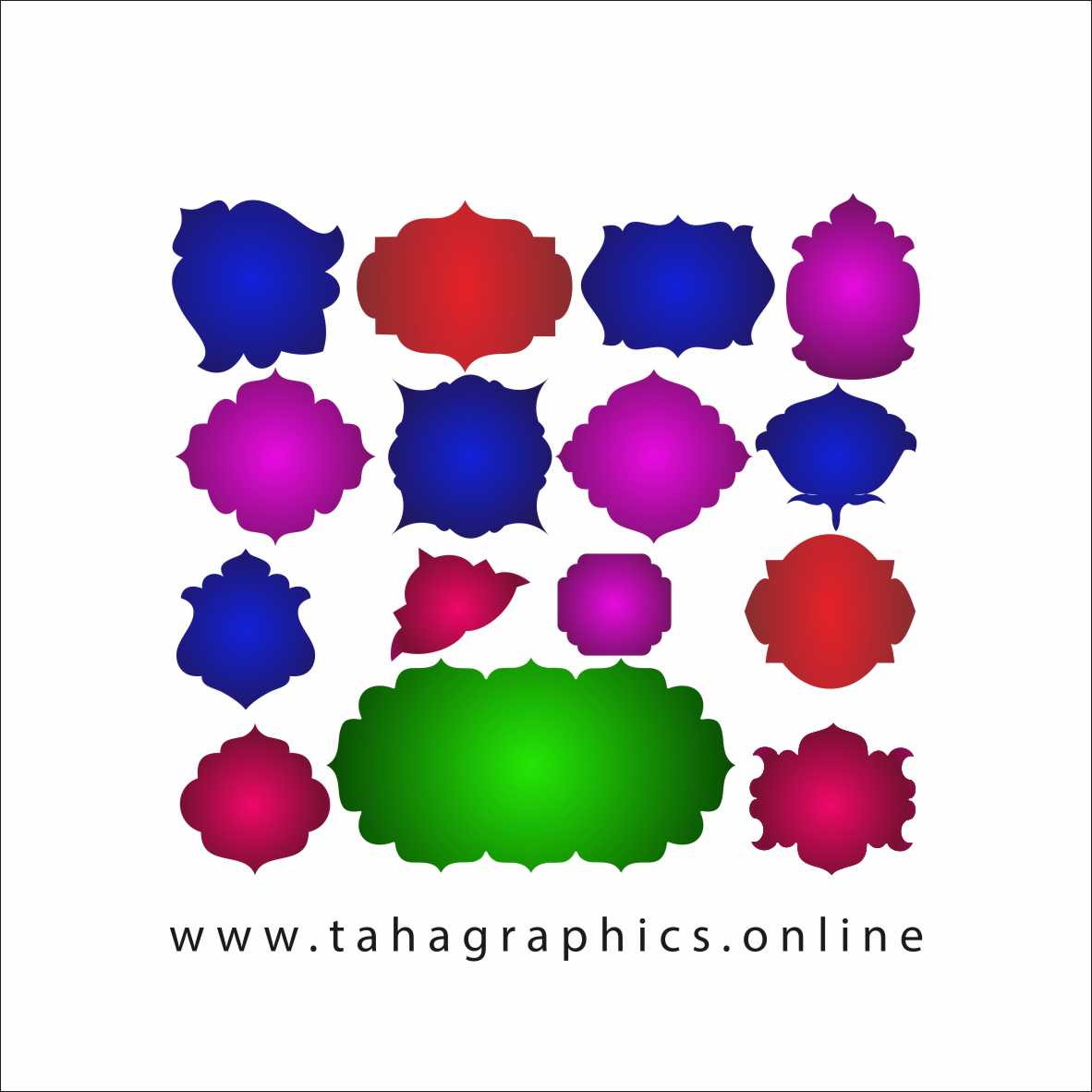 Decorative Colorful Islamic Labels, Banner, patterns Shapes
