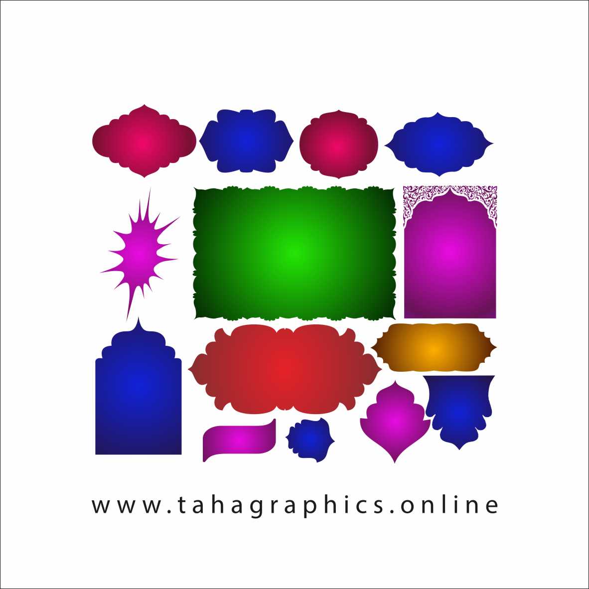 Islamic Text Box Set PNG, Banner, patterns Shapes