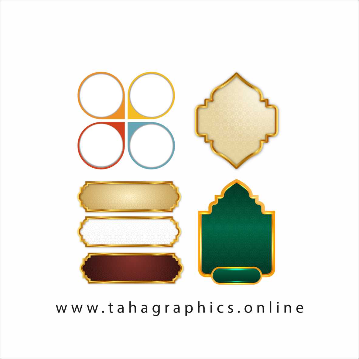 Green Arabic Style Text Box PNG Free Download Shapes