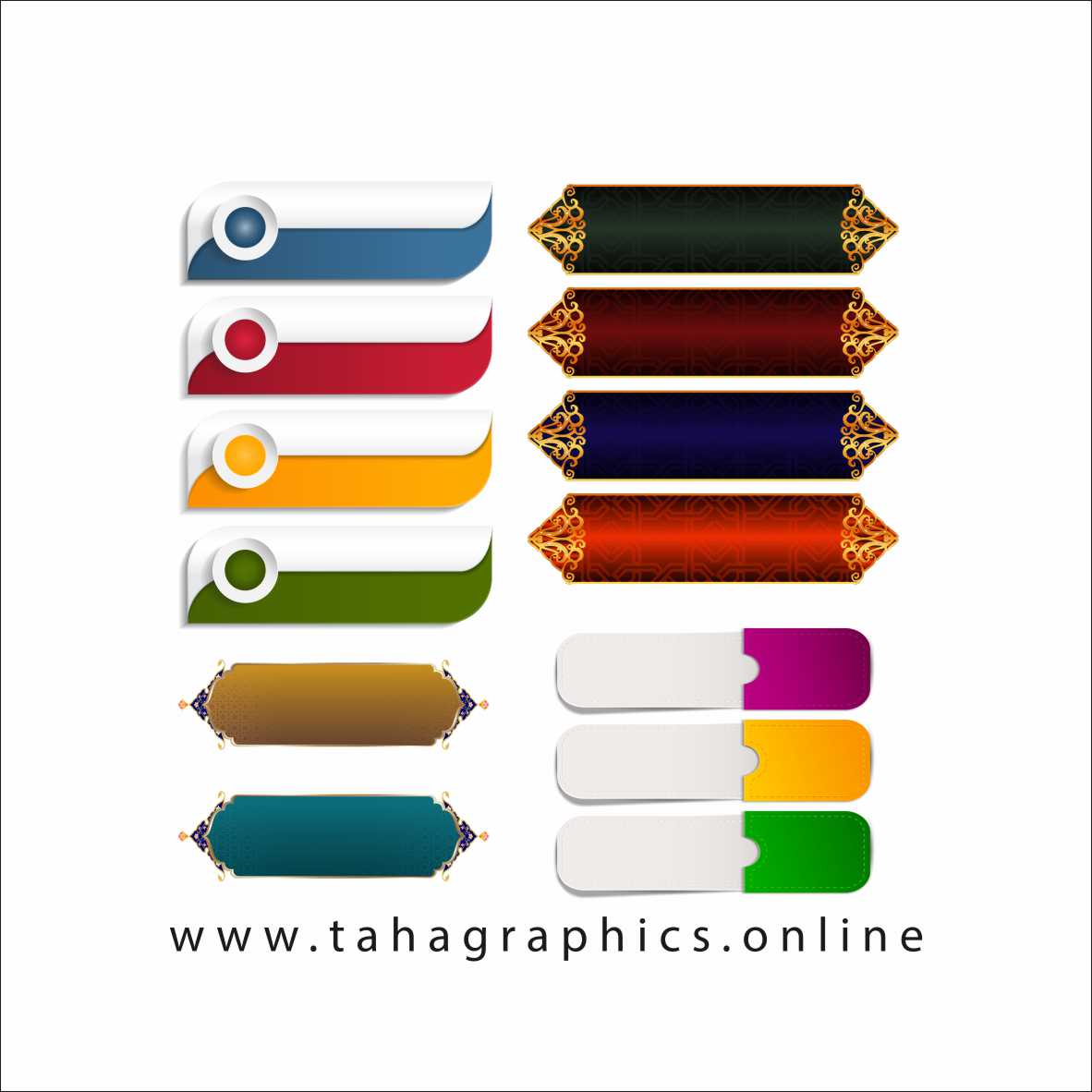 Set of Luxury Color Golden Arabic Free Download Shapes